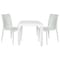 Leisuremod Mace 3-Piece Outdoor Dining Set, Plastic Square Table & 2 Stackable Chairs, White MT31C19WH2 - alternate 1