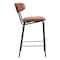 Homeroots Set of Two 30" Brown and Black Faux Leather and Steel Low Back Bar Height Bar Chairs, 2PK 555765 - alternate 5