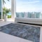 Homeroots 8' X 10' Teal Blue And Charcoal Floral Washable Indoor Outdoor Area Rug 604165 - alternate 5
