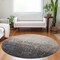 Homeroots 8' Khaki And Dark Gray Round Ombre Washable Indoor Outdoor Area Rug 602877 - alternate 5