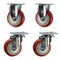 Service Caster 4 Inch Red Polyurethane Wheel Swivel Top Plate Caster Set with 2 Rigid SCC SCC-20S414-PPUB-RED-2-R414-2 - alternate 1