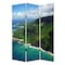 Homeroots 72" Blue And Green Canvas Folding Three Panel Screen Room Divider 277088 - alternate 3