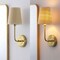 Jonathan Y Lila 6" 1-Light Traditional Coastal Scalloped Fabric Shade/Metal LED Vanity Light, Brass Gold/Brown JYL1607A - alternate 6