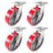 Hyw Products Heavy Duty Caster Set 8in Red Polyurethane on Cast Iron Wheels, 4 Swivel, 4PK 40-80S-A1-PC-4 (R) - alternate 1