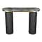 Homeroots 43" Black and Gold Genuine Marble and Steel Double Pedestal Console Table 668882 - alternate 6