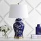 Jonathan Y Gracie 29.5" Traditional Cottage Ceramic/Metal Ginger Jar LED Table Lamp, White/Navy JYL3047A - alternate 3