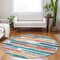 Homeroots 8' Ivory Teal Blue Orange And Red Round Striped Washable Indoor Outdoor Area Rug 616654 - alternate 4