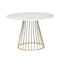 Homeroots 43" White And Gold Rounded Stainless Steel Pedestal Base Dining Table 486031 - alternate 1