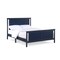 Homeroots Blue and Walnut Reversible Inlaid Panels Solid Wood Full Bed Frame 530213 - alternate 3
