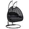 Leisuremod Mendoza Charcoal Wicker Hanging 2 person Egg Swing Chair with Dark Grey Cushions MSCCH-53DGR - alternate 1