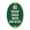 Signmission No Tractor Trailer Trucks Over 40 Feet, 12 Inch X 18 Inch Architectural Oval, Heavy Gauge Aluminum A-OV-G-1218-23564 - alternate 1