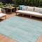 Homeroots 10' X 14' Turquoise And Pale Aqua Striped Washable Indoor Outdoor Area Rug 631574 - alternate 1