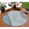 Homeroots 8' Teal Blue Aqua And Gray Round Abstract Washable Indoor Outdoor Area Rug 582034 - alternate 1