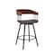 Armen Living Athena 27in Swivel Walnut Wood Counter Stool in Black Faux Leather with Black Metal LCATBAWABLK26 - alternate 1