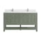 James Martin Vanities 60 in. Double Vanity, Smokey Celadon, w/Single Hole 3 CM White Zeus Quartz Top & Backsplash 330-V60D-SC-1WZ - alternate 1