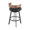 Armen Living Idris 26in Swivel Counter Stool in Black Iron with Walnut Finish and Vintage Black Faux Leather LCIDBABLKWA26 - alternate 4