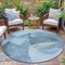 Homeroots 8' Teal Blue And Ivory Round Abstract Washable Indoor Outdoor Area Rug 630437 - alternate 4