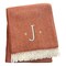Homeroots 55" X 70" Terra Cotta White Herringbone Cotton Blend J Throw Blanket with Tassels Embroidery 680601 - alternate 1