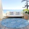 Homeroots 8' Denim Blue Sky Blue And Ivory Round Floral Medallion Washable Indoor Outdoor Area Rug 614583 - alternate 3