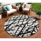 Homeroots 8' Black And Ivory Round Abstract Washable Indoor Outdoor Area Rug 614319 - alternate 1