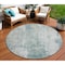 Homeroots 8' Turquoise And Ivory Round Abstract Washable Indoor Outdoor Area Rug 616204 - alternate 1