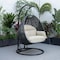 Leisuremod Mendoza Charcoal Wicker Hanging 2 person Egg Swing Chair with Taupe Cushions MSCCH-53TP - alternate 6