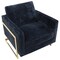 Leisuremod Lincoln Boucle Fabric Accent Armchair, Gold Stainless Steel Frame & Removable Back Cushion, Blue LA31-B-BU - alternate 4