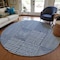 Homeroots 8' Navy Blue And Ivory Round Geometric Washable Indoor Outdoor Area Rug 596952 - alternate 4