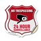 Signmission No Trespassing Shield Sign 24 Hour Surve, 4 inch X 4 inch, Vinyl Decal, 2PK SHI-D-2PACK-4-419 - alternate 1