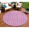 Homeroots 8' Blush And Ivory Round Striped Washable Indoor Outdoor Area Rug 595855 - alternate 1