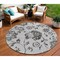 Homeroots 8' Gray Charcoal And Silver Round Floral Washable Indoor Outdoor Area Rug 589472 - alternate 1