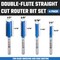 Hiltex Double-Flute Straight Cut Router Bit Set, 4 Pieces, 1/4 Inch Shank, CNC Woodworking Tool 10101H - alternate 5