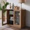 Homeroots 31" Natural And Clear Glass Door Accent Cabinet With Three Shelves 564864 - alternate 5
