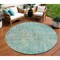 Homeroots 8' Teal Blue Round Abstract Washable Indoor Outdoor Area Rug 607892 - alternate 1