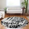 Homeroots 8' Black And Ivory Round Abstract Washable Indoor Outdoor Area Rug 613328 - alternate 3