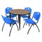 Regency Round Kahlo Breakroom Table W/ 4 M Stack Chairs, 36 in W, 36 in L, Noble Oak TPL36RNDNOBK47BE - alternate 1