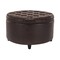 Niche Knight 28 in Large Round Pintucked Storage Ottoman with Lift off lid - Brown Faux Leather N6270TF - alternate 1