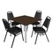 Regency Square Kee Breakroom Table W/ 4 Restaurant Stack Chairs, 48 in W, 48 in L, Neo Walnut TB4848NWBPCM29BK - alternate 1