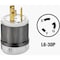 Leviton 30A 250V 3-Wire 2-Pole Industrial Grade L6-30P Locking Cord Plug 121-02621-0PB - alternate 1