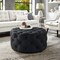 Homeroots 33" Black Linen Tufted Round Cocktail Ottoman 568053 - alternate 6