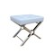 Homeroots 20in White and Silver Tufted Faux Leather and Metal Upholstered Bench 733246 - alternate 1