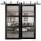 Sartodoors Sliding Closet Barn Bypass Doors, Lucia 2555 Matte Black with Clear Glass, Sturdy 6.6ft Rails Hard LUCIA2555BBB-BLK-84 - alternate 1