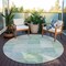 Homeroots 8' Blue Round Geometric Washable Indoor Outdoor Area Rug 608165 - alternate 7