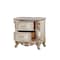 Homeroots 32" Antiqued White Two Drawers Mirrored Nightstand 347174 - alternate 3