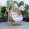 Leisuremod Mendoza Light Brown Wicker Hanging 2 person Egg Swing Chair with Light Grey Cushions MSCLBR-53LGR - alternate 6