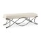 Homeroots 55" Cream and Nickel Fabric and Metal Upholstered Bench 606735 - alternate 5