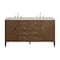 James Martin Vanities Myrrin 60" Dbl Vanity, Mid Century Walnut, w/3 CM Siberian Silestone Top w/FreePower Wireless Charger 485-V60D-WLT-FSFR - alternate 1