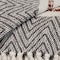 Homeroots Gray and White Woven Cotton Striped Throw Blanket 478687 - alternate 4