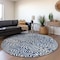Homeroots 8' Navy Blue And Ivory Round Abstract Washable Indoor Outdoor Area Rug 598982 - alternate 5