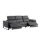 Homeroots 103" Dark Gray Top Grain Leather Reclining Metal USB Sofa 720324 - alternate 6